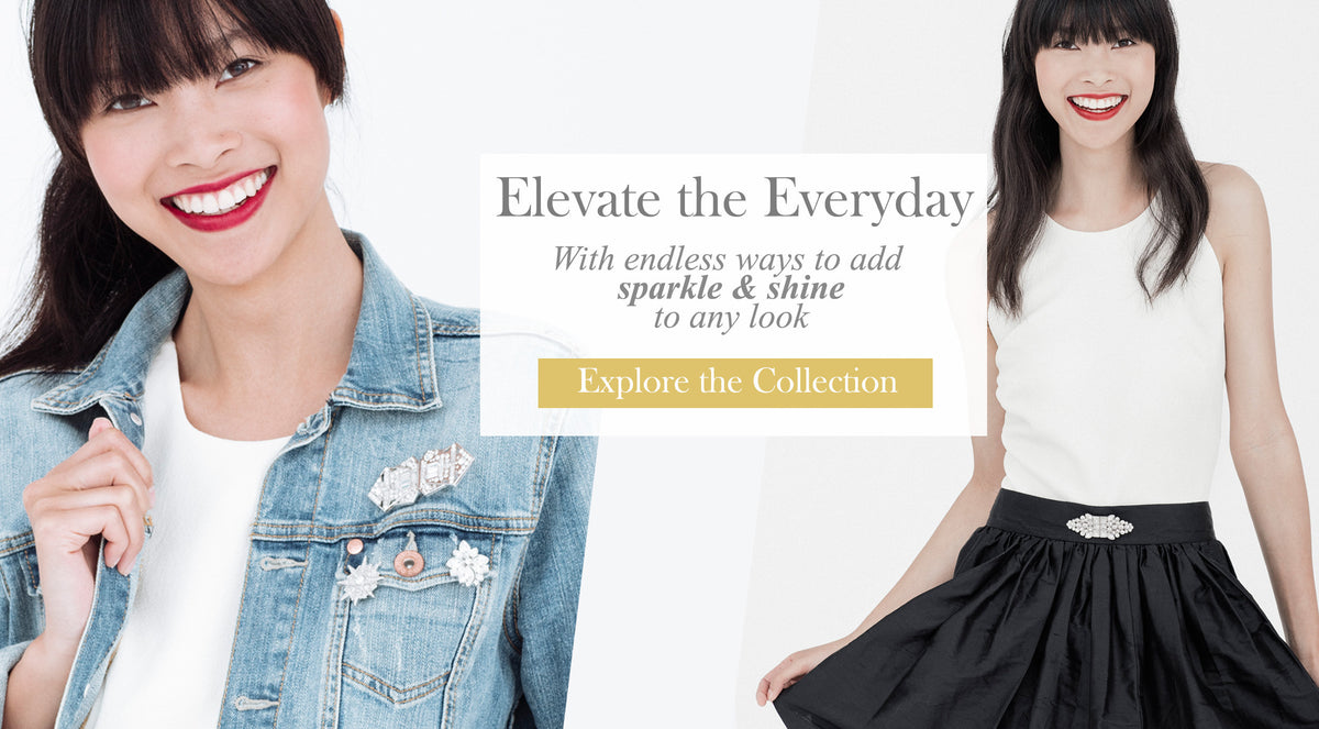Elegant fashion jewelry including shoe clips, dress clips, brooches, and hair combs. 